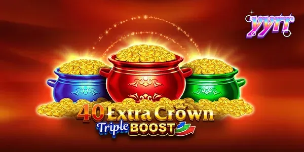 Tampilan visual slot 40 Extra Crown Triple Boost Golden Coins Link dengan simbol buah dan mahkota